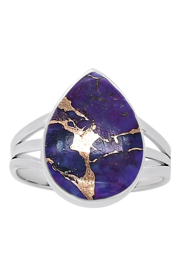 Copper Purple Turquoise - Arizona 925 Silver Plated Ring s.7 Jewelry WR31-10016