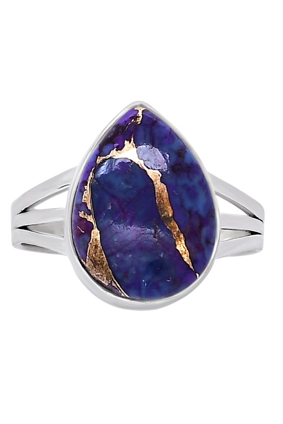 Copper Purple Turquoise - Arizona 925 Silver Plated Ring s.8 Jewelry WR31-10018