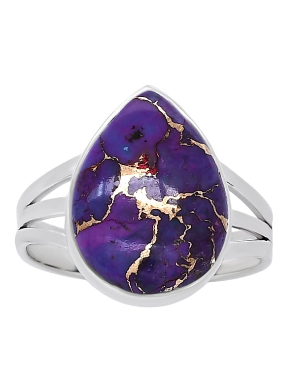 Copper Purple Turquoise - Arizona 925 Silver Plated Ring s.9 Jewelry WR31-10019