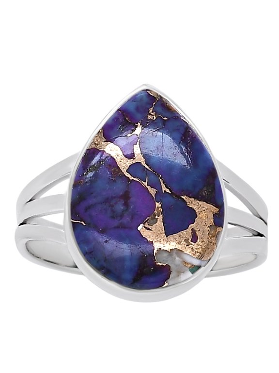 Copper Purple Turquoise - Arizona 925 Silver Plated Ring s.9 Jewelry WR31-10021