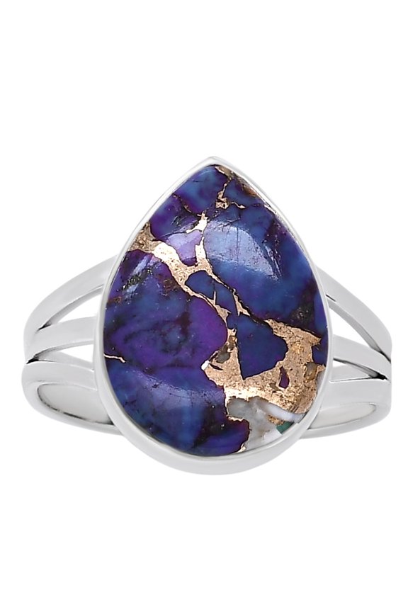 Copper Purple Turquoise - Arizona 925 Silver Plated Ring s.9 Jewelry WR31-10021