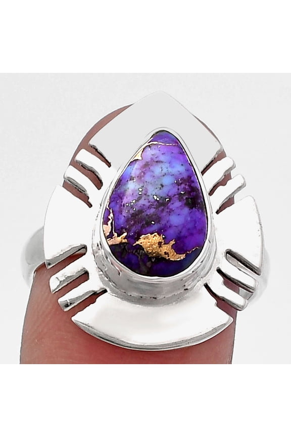 Copper Purple Turquoise - Arizona 925 Sterling Silver Ring s.8 Jewelry R-1240 SDR224754