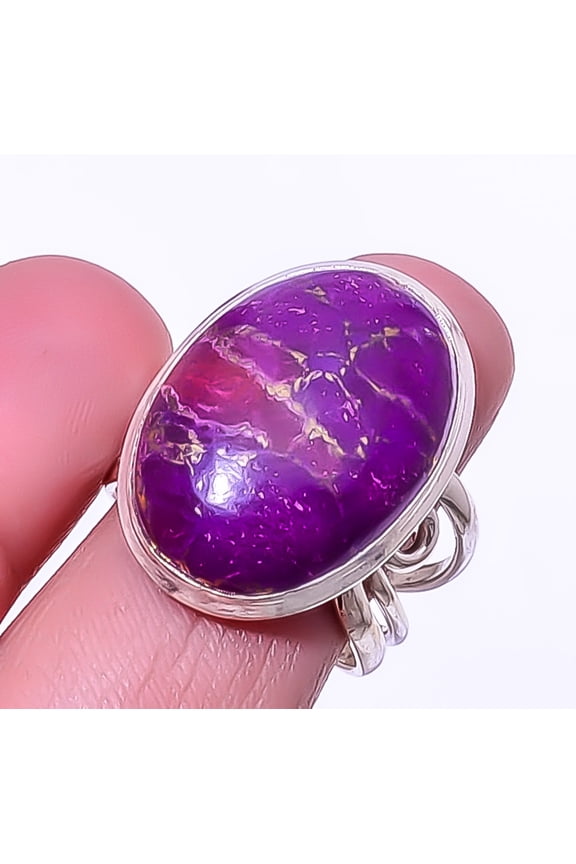Copper Purple Turquoise - Arizona Gemstone 925 Sterling Silver Jewelry Ring s.8.5 A375, Beautiful Jewelry For Woman, New Year Sale, Valentin's Day Gif