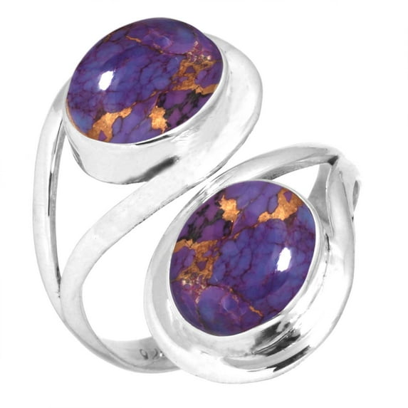 Copper Purple Turquoise Women Jewelry 925 Sterling Silver Ring