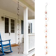 Copper Rain Chain,Rain Chains for Gutters,Outdoor Garden Rain Chain,Wrought Iron Wind Chime & Water Guide,Gold Rain Chain for Patio,Terrace, Yard | Rust-ResistantBrown 4FT