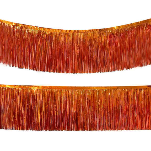 Copper Red Metallic Tinsel Fringe Garland, Shiny Foil Tassel Banner for Party Decoration