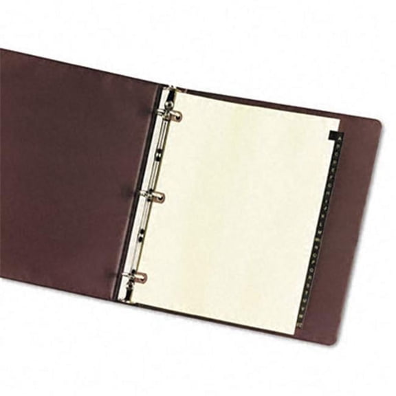 Copper Reinforced Leather Tab Dividers 25-Tab A-Z Letter Black 25 per Set