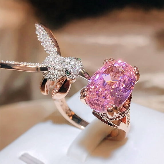 Copper Ring With Hummingbird Design Elegant Fashion Jewelry For Women Electroplated Copper Ring Gifting For Her