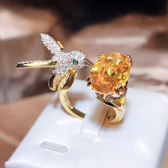Copper Ring With Hummingbird Design Elegant Fashion Jewelry For Women Electroplated Copper Ring Gifting For Her