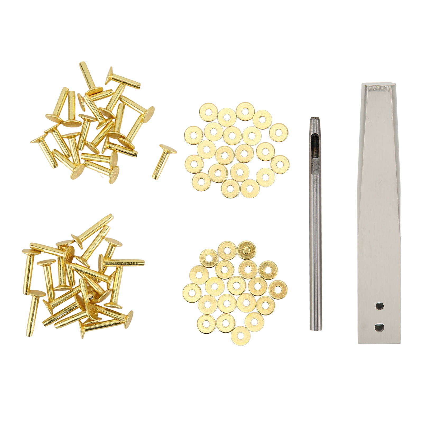 Copper Rivet Burrs Assortment Kit, Copper Rivets with Setters Rust Proof Studs DIY Leather Craft Tool for Clothing Bag Belt