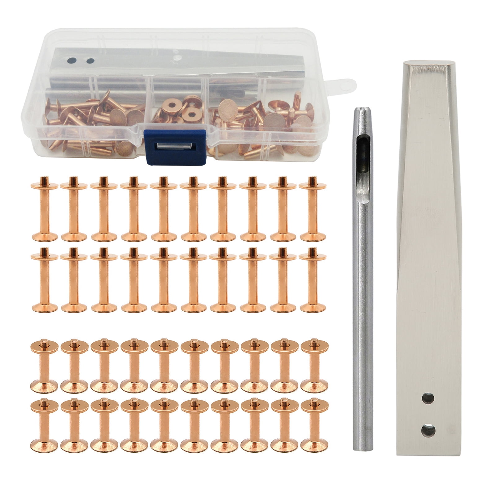 Copper Rivets Burrs Kit Copper Rivets with Setters Rust Proof Studs DIY
