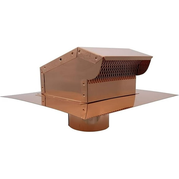 Copper Rooftop Exhaust Vent Cap with Damper and Bottom Extension (10 Inch)