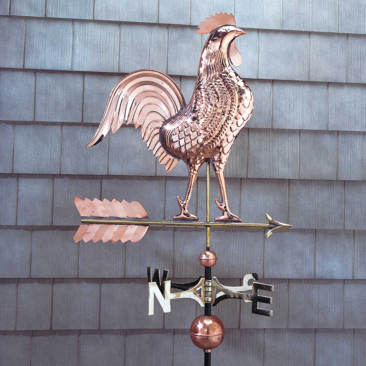 Copper Rooster Weathervane, Polished