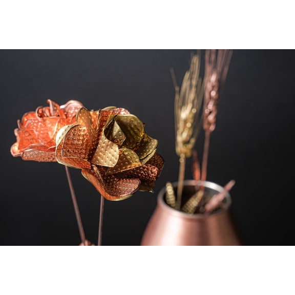 ALFIQ Copper Rose Set - Handmade Copper Anniversary Gift in Elegant Copper Vase