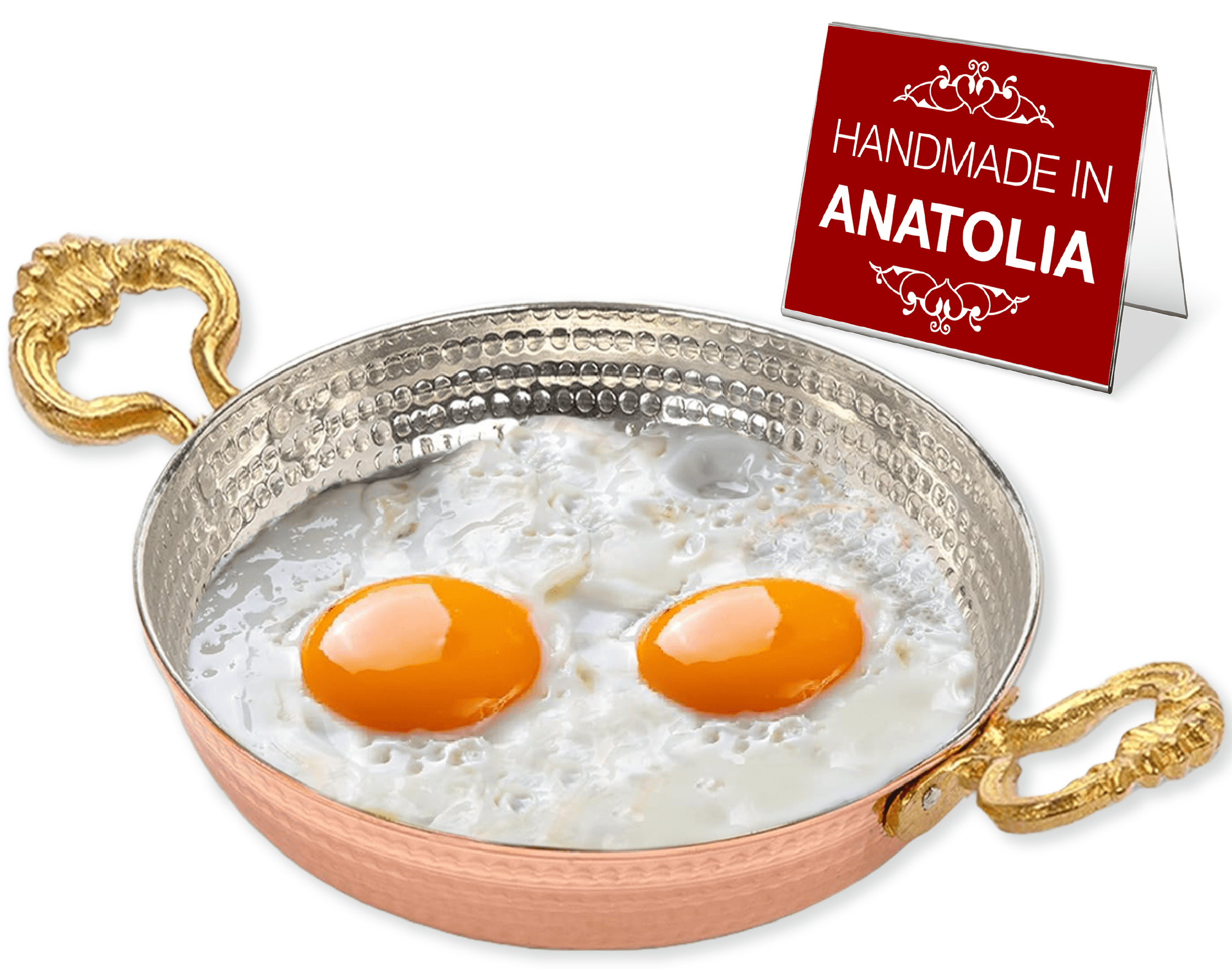 Hakan 6.3" Hammered Copper Non-Stick Skillet with Handles