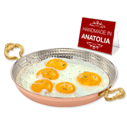 Hakan Copper Egg Pan for Cooking, Handmade Small Frying Pan, Hammered Skillet, 9.4” (24 cm)