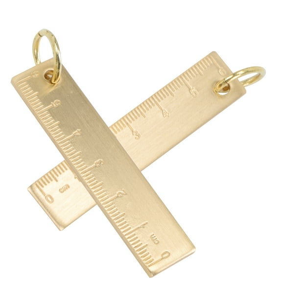 Uonlytech 2Pcs Outdoor Brass Ruler Keychain Pendant for Keys and Luggage in Golden