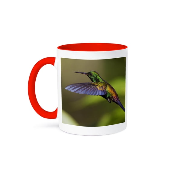 3drose, Copper-rumped Hummingbird, 11oz Two-tone Red Mug