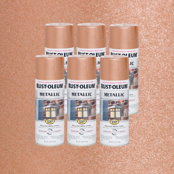 6 Pack, Copper, Rust-Oleum Stops Rust Metallic Protective Enamel Spray Paint-7273830, 11 oz