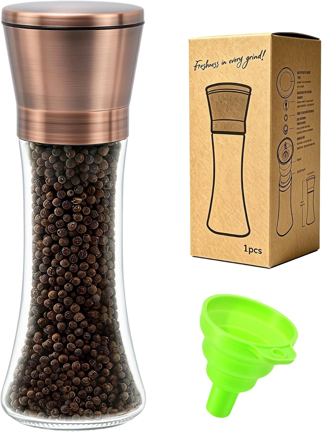 Copper Salt and Pepper Grinder Refillable Adjustable Coarseness ...