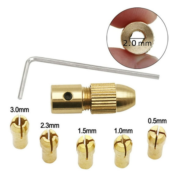 Copper Self Tightening Drill Chuck Hand Drill Clamp Brass Woodworking Clamp for ABS, Light Wood and Paperboards