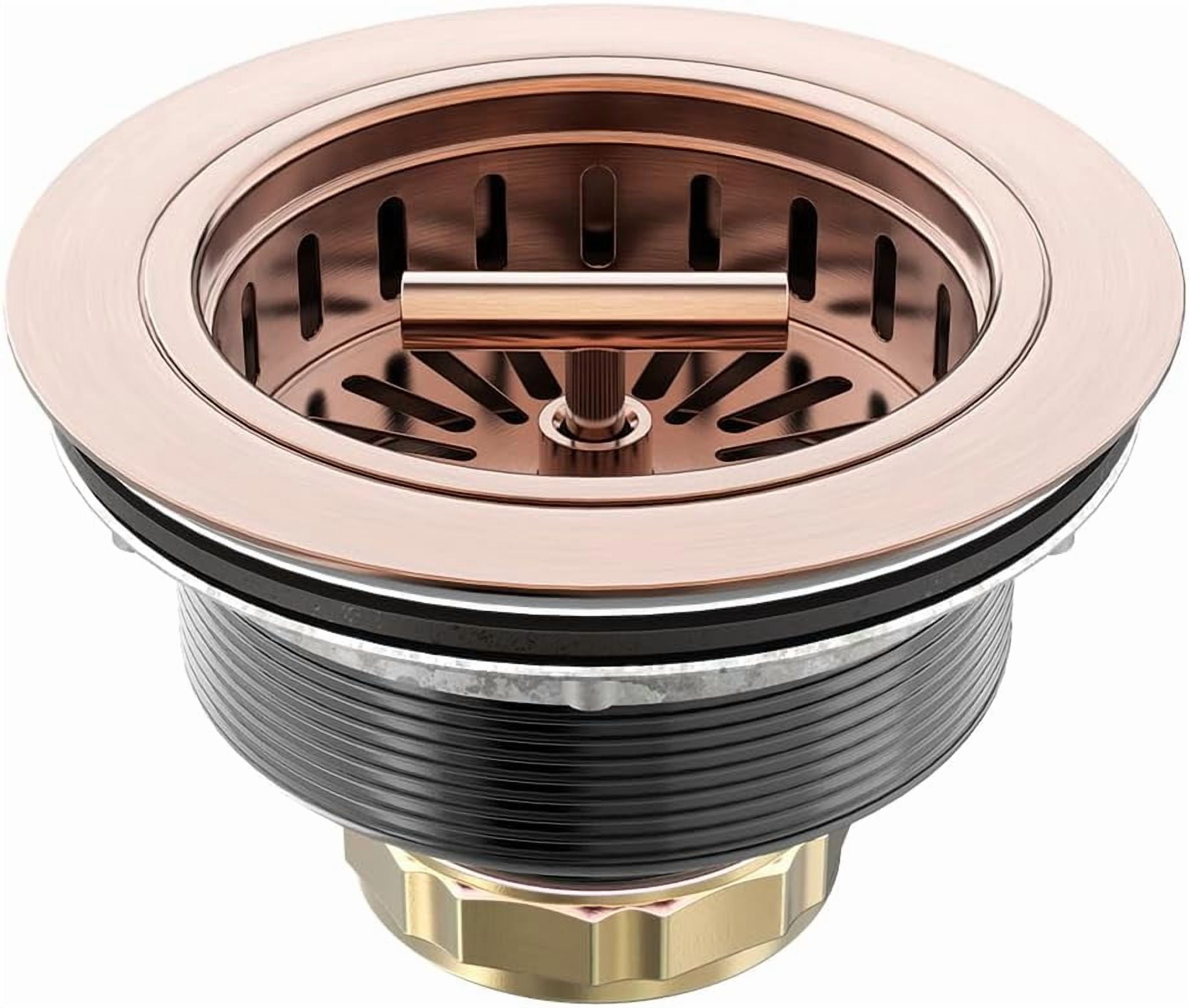 Copper Sink Drain 3.5 Inch Kitchen Sink Drain Assembly Stainless Steel Sink Strainer Sink Stopper Antique Copper Basket Strainer for 3-1/2 Inch Commercial Kitchen Sink