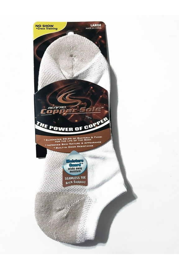 White no show Socks Large 3-pairs " Cross Training & Seamless Toe"