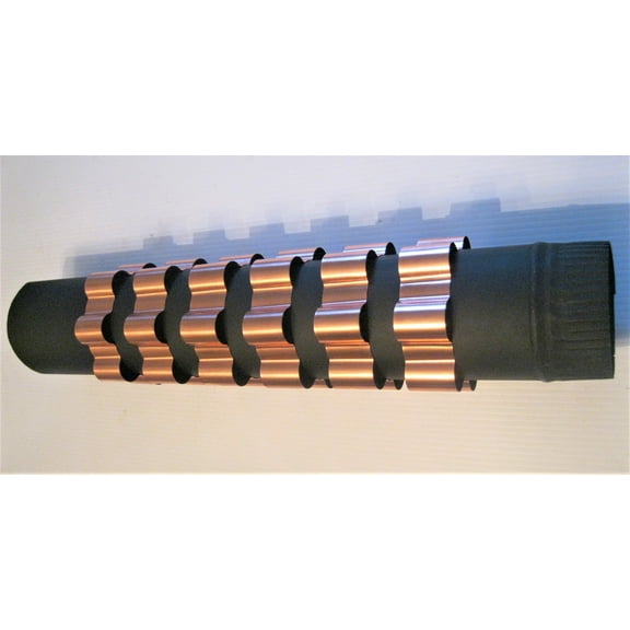 Copper Stovepipe Heat Exchangers / Set of six Snap-On Radiator Rings 3.6" stove pipe