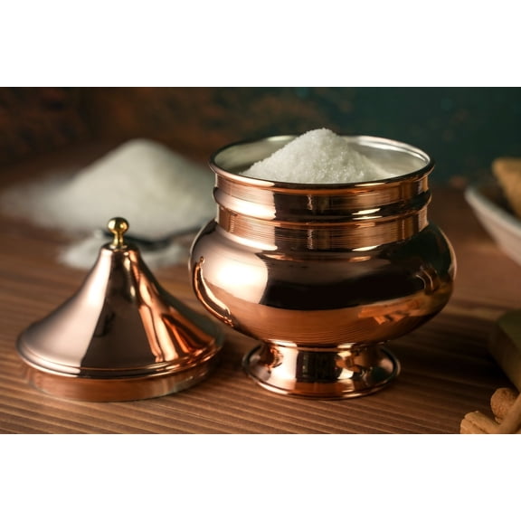 Solid Copper Sugar Bowl with Lid - Handmade Airtight Container for Coffee, Tea, & Kitchen Storage