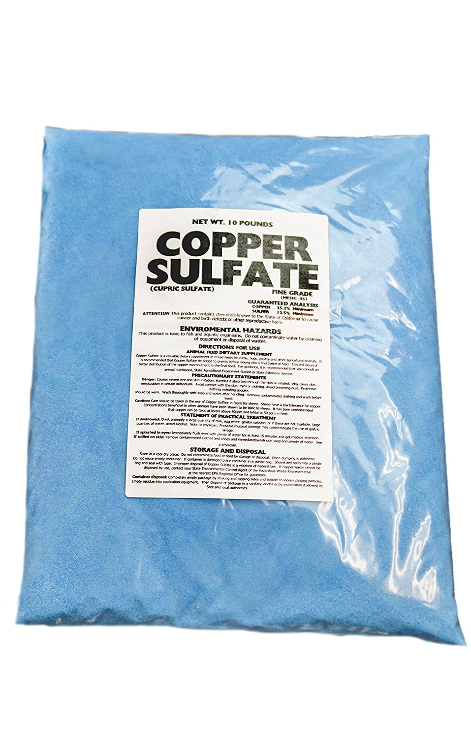 99 Pure Copper Sulphate Fine Crystals Powder 10Lb Bag, Easy to Store