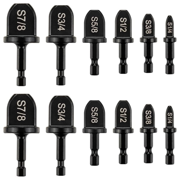 Copper Swaging Tool Drill Bit Set, 2-Pack Black Soft Tube Expander, Carbon Steel, Mini Split Swage Tool HVAC for Electric Drill, Swedge Repair Kit for 1/4 3/8 1/2 5/8 3/4 7/8 Pipe