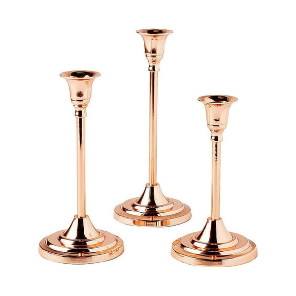 Copper Taper Candle Holder Set 3Pc - Home Decor - 3 Pieces