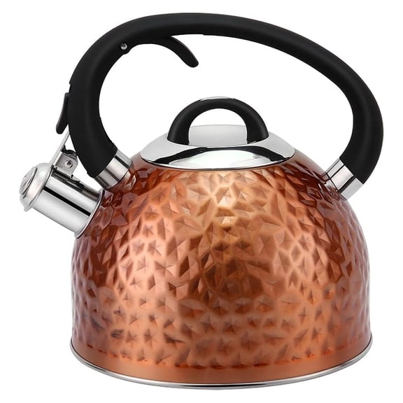 Copper Tea Kettle Stainless Steel Teapot Whistling Kettle Button Control Kettle Outlet Whistle Food Grade Teapot 3.2 Quart / 3 Liter (Copper)