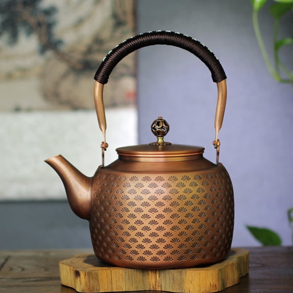 Copper Tea Kettle For Stovetop, Japanese Style Non-Coating Pure Copper Teapot with Stainless Steel Infuser For Loose Tea, Large and Solid Tea Pot For 3-7 Cups