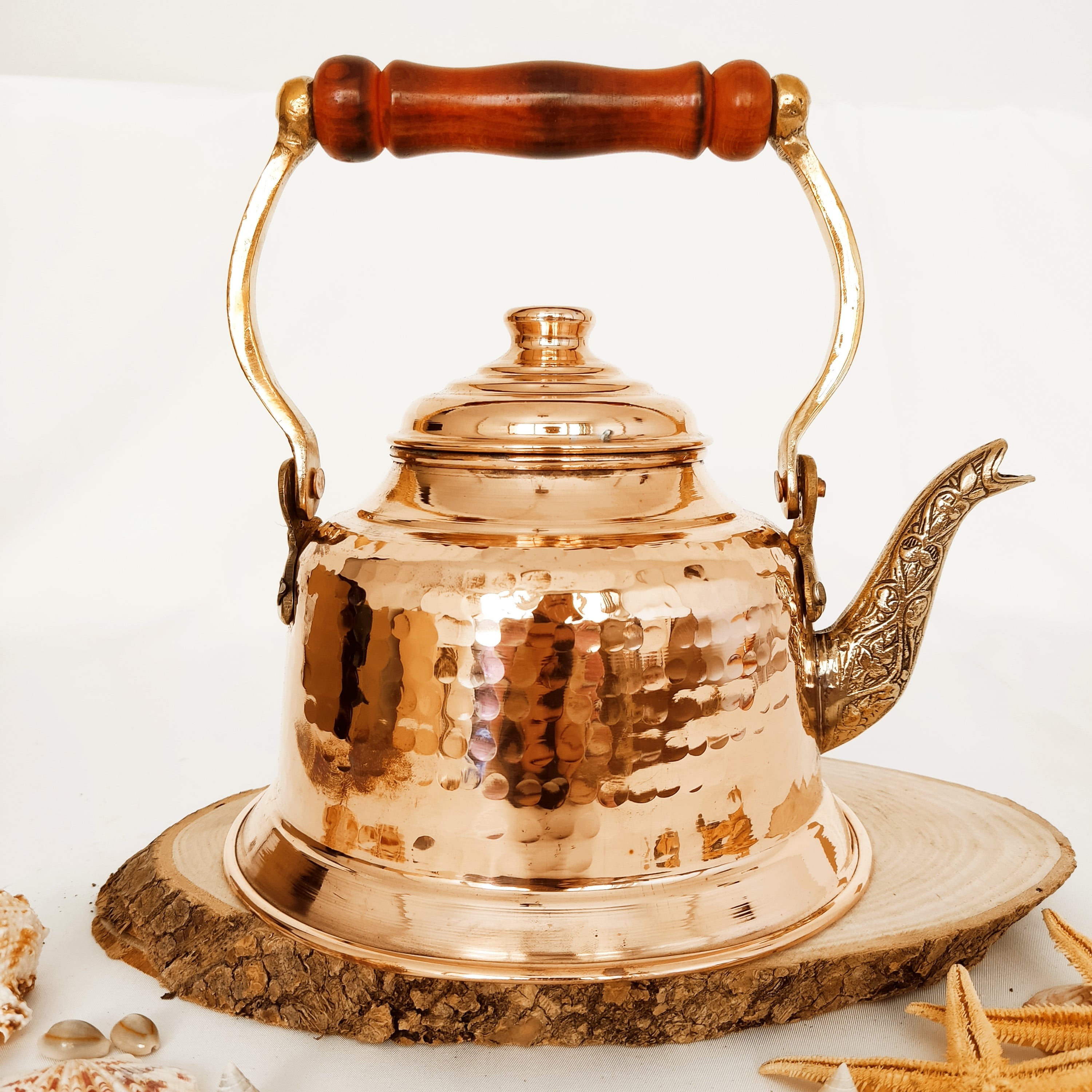 Engraved Copper Tea Kettle, Solid Traditional fashion Design Heavy Copper Kettle Teapot, Stovetop Kettle