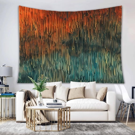Copper And Teal Abstract Pattern Tapestry Wall Hanging Art 59x79in Chinoiserie Asian Style Aesthetic Wall Tapestries Blanket for Bedroom Dorm Living Room Home Dcor Housewarming Gifts