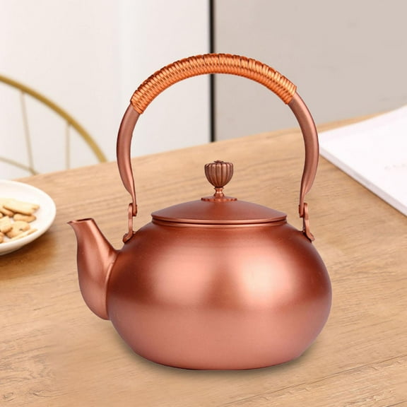 Copper Teapot with Ergonomic Hot Water Kettle 1L Tea Kettle for  Induction Hob Camping Electric/Induction/