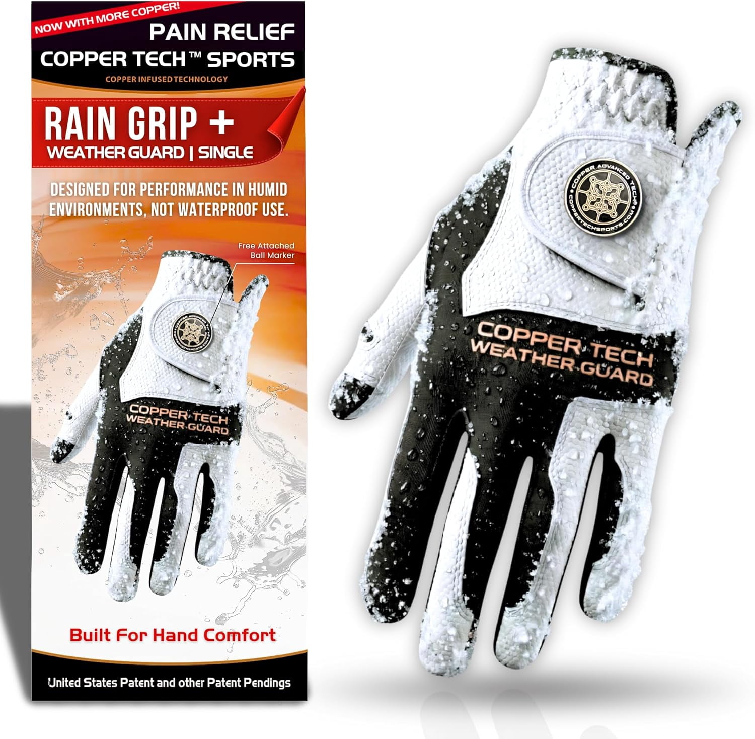 Copper Tech Plus Rain Golf Gloves Men | Water-Enhanced Golf Rain Gloves for Men | Joint Support Ergonomic Copper Compression Left Small
