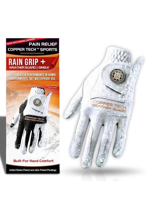 Plus Rain Golf Gloves Women | Water-Enhanced Golf Rain Gloves for Women | Joint Support Ergonomic Copper Compression (White/White, Small, Right)