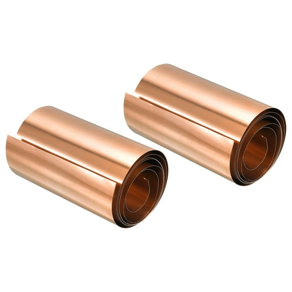 Copper Thin Foil Roll Sheet, 0.02x100x1000mm Pure Copper Foil Sheet Roll Copper Strip, Red Copper 2 Pack