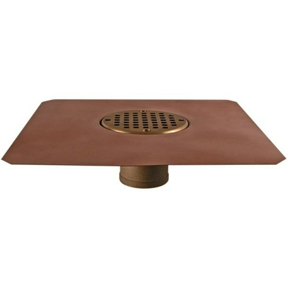 Copper Thin Membrane Bowl Deck Drain Fitting Size: 2" No Hub w/ Side Outlet