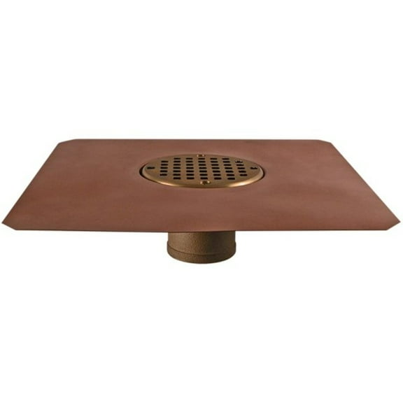 Copper Thin Membrane Bowl Deck Drain Fitting Size: 2" No Hub