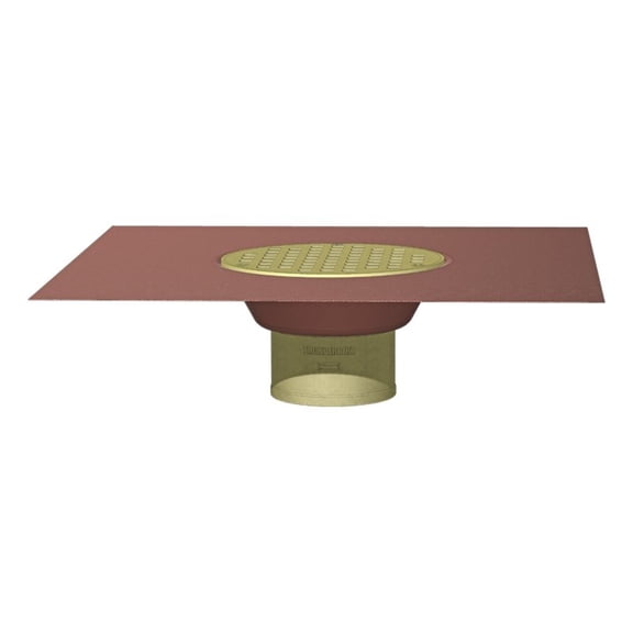 Copper Thin Membrane Commercial Floor Drain Fitting Size: 2" No Hub