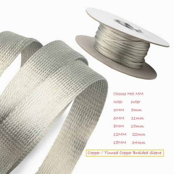 Copper / Tinned Copper Braided Sleeve Cable Wire Sheath Audio Signal Shield Lot