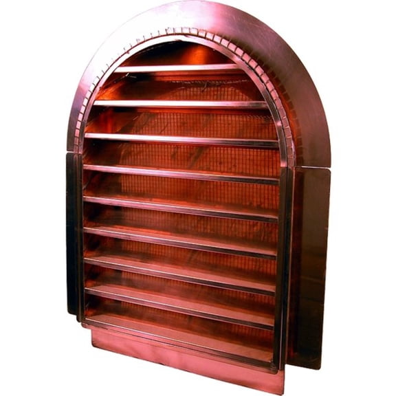 Copper Tombstone Louvered Gable Wall Vent Vent Size: 12" W x 18" H, Mount Type: Stucco