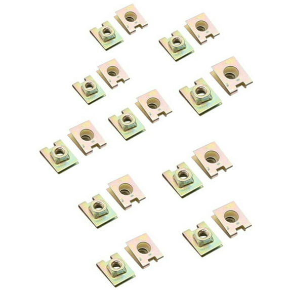 Copper Tone Metal Spring U-Type Plate Nut Speed Clips M6 For Car Panel Defense