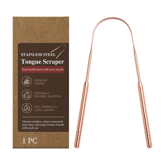 Copper Tongue Scraper - Fresher Breath & Improved Oral Health - Natural Ayurvedic Cleaner for Daily Care - Rust-Resistant, Eco-Friendly