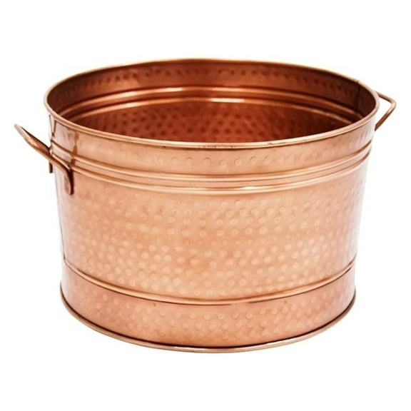 Copper Tub - 16.25 Farmhouse Galvanized Steel Bucket, Hammered Finish