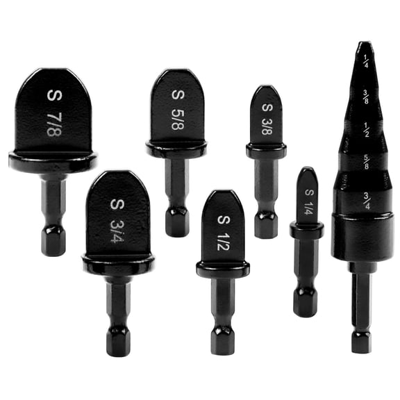 Copper Tube Expander 7PCS Set with 5-in-1 Swaging-Tool and Drill Bits for HVAC Air Conditioner Repair, for 1/4" Hex Electric Drills
