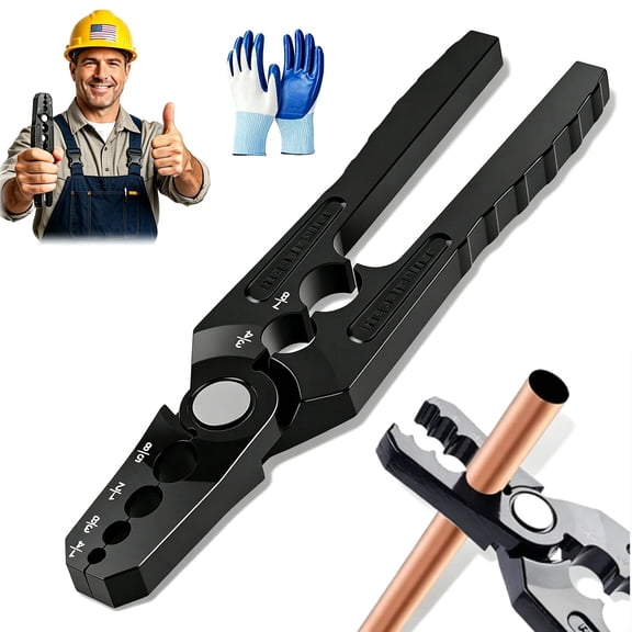 Copper Tube Rounder 6 Hole Aluminum Alloy Pipe Rounding Hand Tool, Manual Copper Pipe Bender Tool Flat Pipes Repair Pliers,for 1/4", 3/8", 1/2", 5/8", 3/4" 7/8" Steel Tubing Straightener